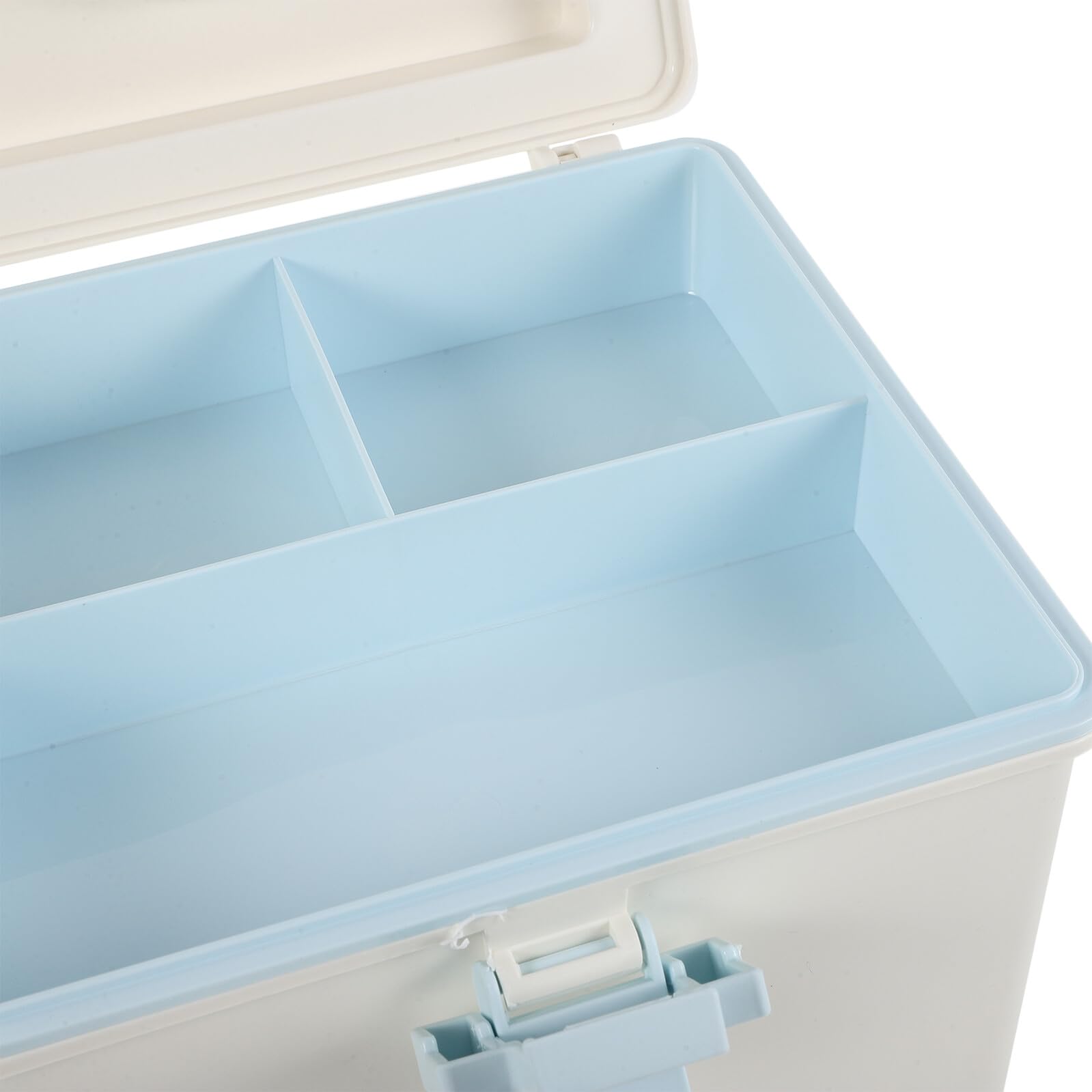 Abaodam Caja Organizadora de Medicamentos de Plástico Crema Azul con Asa Portátil, Maletín Médico Multiusos de Gran Capacidad para Botiquín de Primeros Auxilios Doméstico y Organizador