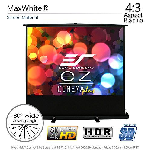 Image of Elite Screens ezCinema Plus Series, 74-inch Diagonal 4:3, Floor Pull up Portable Projection Screen, Model: F74XWV1