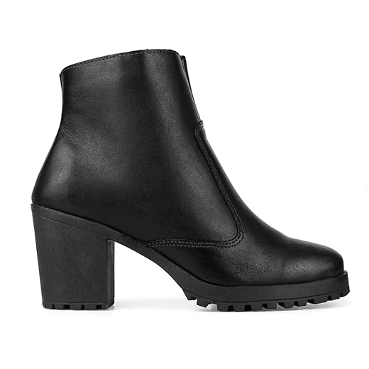 Bota Feminina Salto Grosso Cano Baixo Em Couro Legítimo