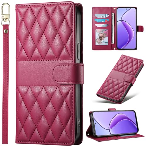 BAILI Funda para Nokia C21 con Tarjetero, Case Protectora Tipo Libro de Piel sintética para Nokia C21-Rojo