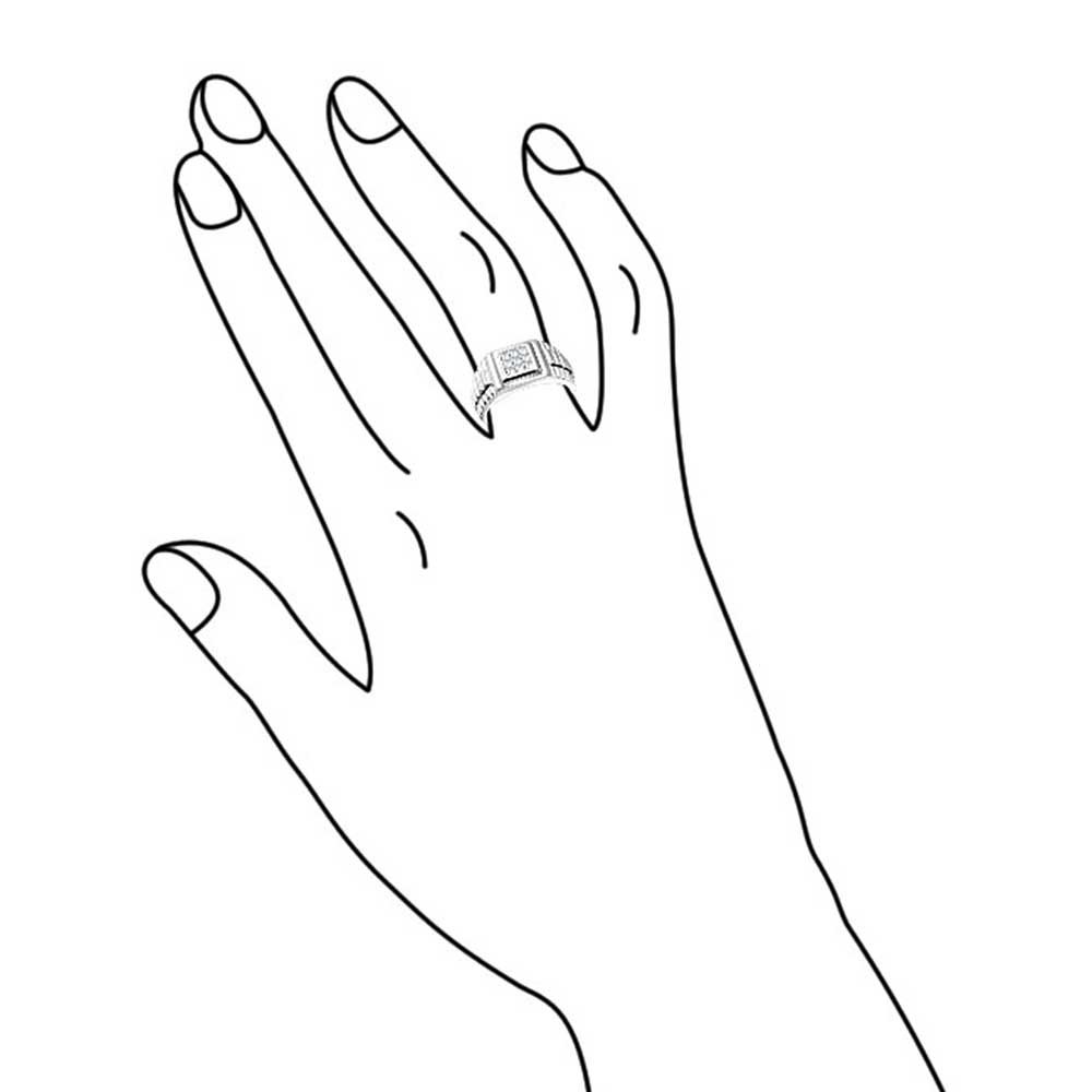 Personaliza Anillo de Compromiso para Hombre con Diseño de Banda Lateral Cuadrada Geométrica de Corte Invisible AAA CZ Anillo de Meñique Declaración Unisex Mujer Talla Grande .925 Plata de Ley