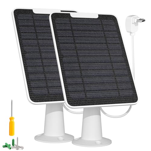 Solarpanel kompatibel mit Arlo Essential Spotlight/XL-Strahler-Kamera 5W Solarpanel-Ladegerät IP65 wasserdicht mit 3 m Micro-USB-Ladekabel und sicherer Wandhalterung (2 Pack)