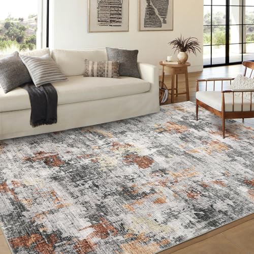 GarveeHome Modern Abstract 8x10 Living Room, Washable Rug Non-Slip Soft Bedroom Area Rug Faux Wool Floor Carpet Large Rugs for Dining Room Nursery Pla
