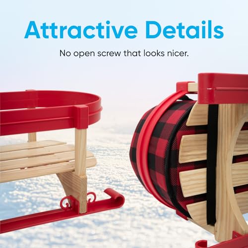 Image of Superio Children Wooden Sled, Snow Sled for Toddlers, Kids Sleigh with Pull Ropes and Cushion, Baby Sled