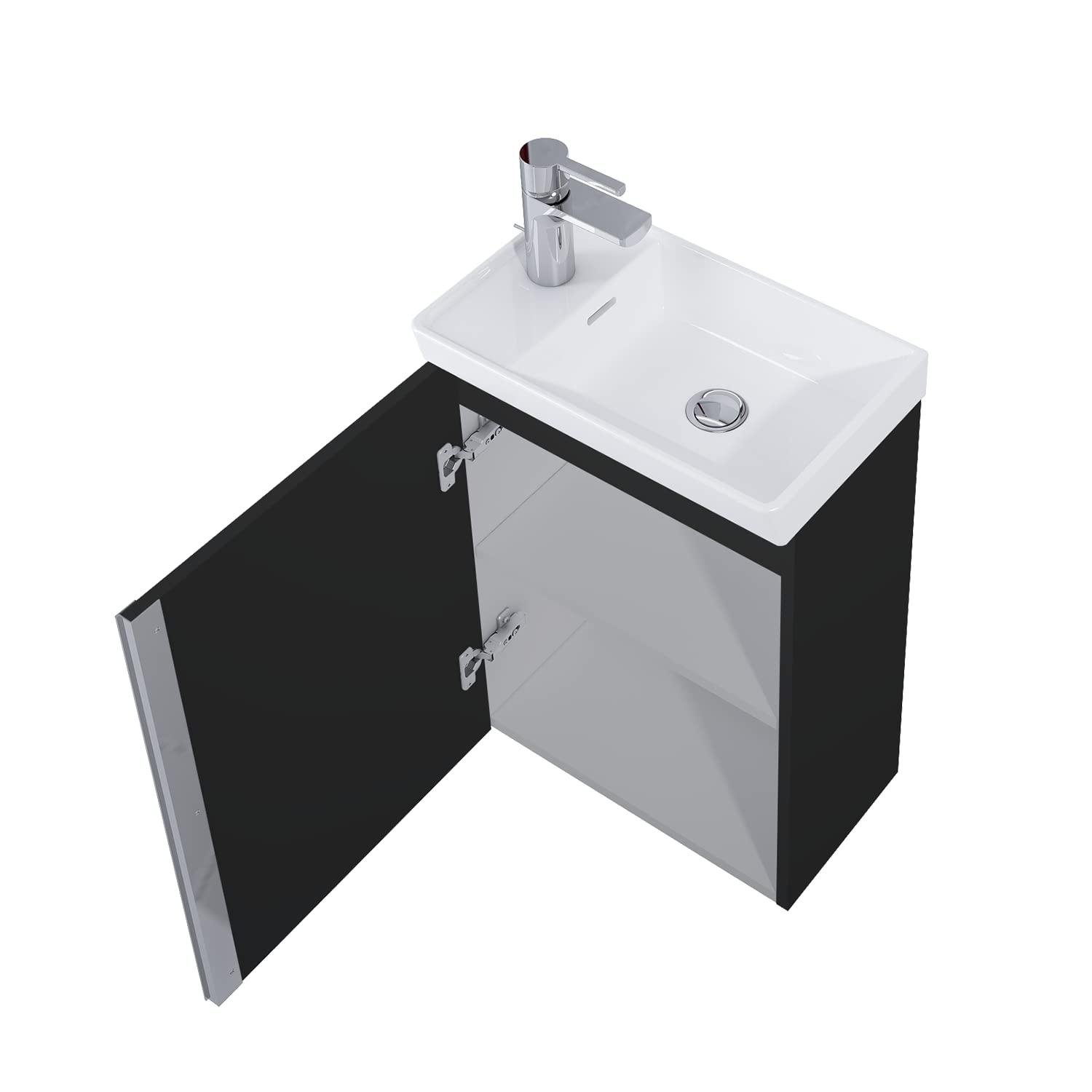 VBChome Badmöbel Set 45cm - Weißer Waschtisch Mit Hängeschrank & Soft-Close Tür