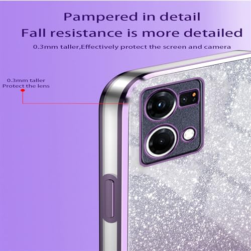 WBWONE Glitter Case for OPPO Reno 7 4G (Reno7 4G) Case, Electroplated Edge, Flexible Protection - Image 3