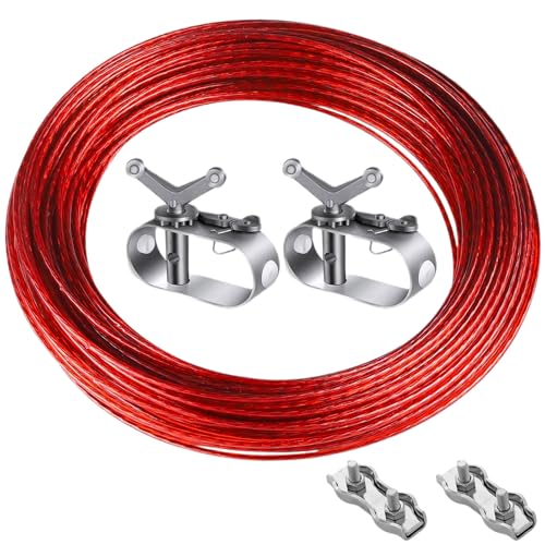 Cuerda tensora de alambre para lonas de piscina,40m cuerda tensora para lona de piscina,tensor para cubierta de piscina,unidade de tensor de cuerda de alambre con cable de acero revestidouerda tensora