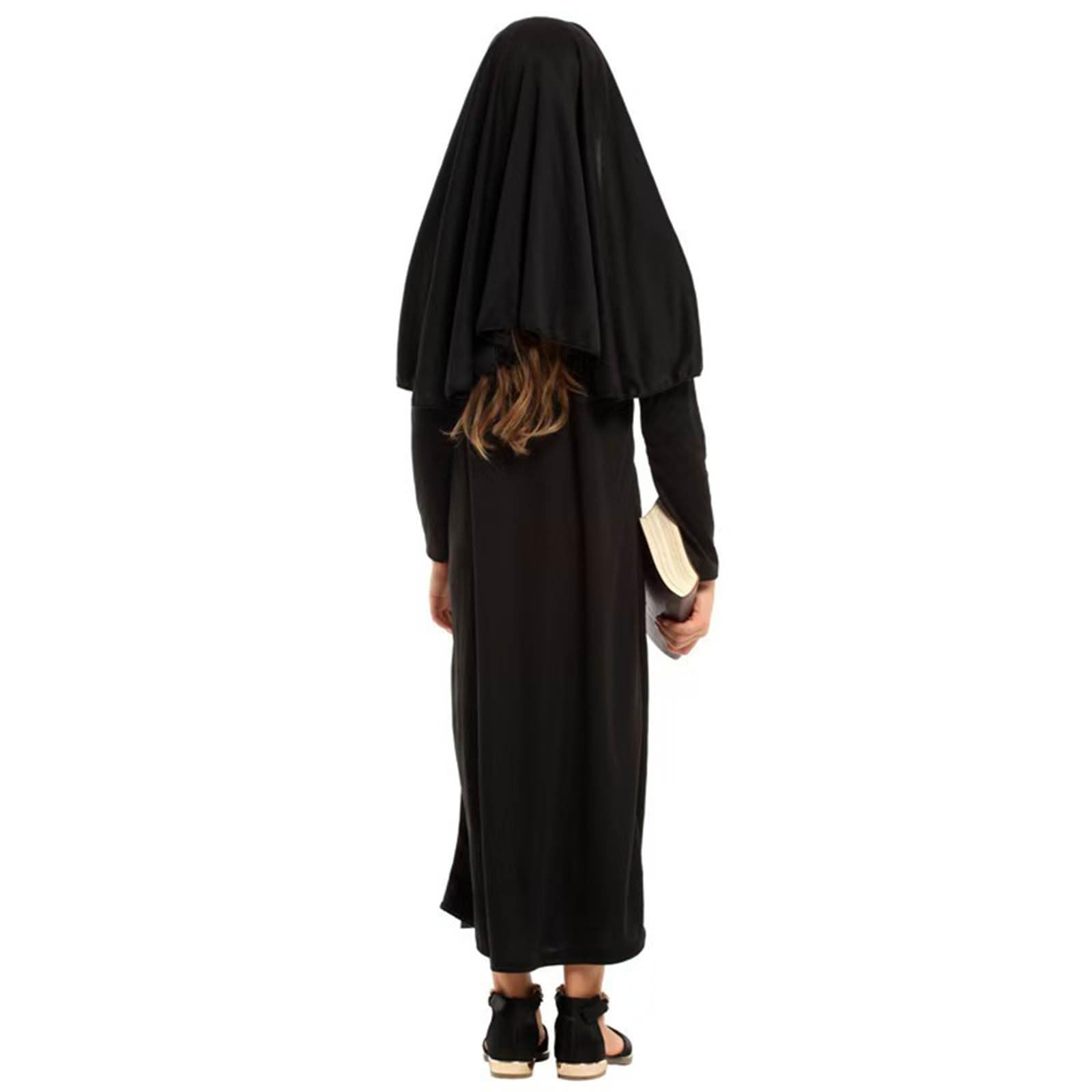Fille, Déguisement Robe Noire Avec Col Et Coiffe Pour Filles, Confortable Toute La Saison