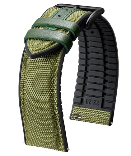 Image of BINLUN Nylon Silicone Watch Bands 18mm 19mm 20mm 21mm 22mm Quick Release Canvas Rubber Hybrid Watch Strap Replacement Watchband for Men Women 9 Colors Silver /Black Buckle