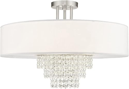 Miniatura 7 de Livex Lighting 51029-91 Crystal Accents - Soporte de techo con cinco luces de Carlisle Collection en Pwt, Nckl, B/S, Slvr. acabado de níquel