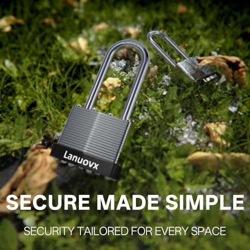Image of 4 Pack Heavy Duty Padlock,High Security Laminated Padlocks with 8 Keys 1-9 /16 inch 40MM Long Shackle Keyed Alike Padlocks for Sheds, Gates, Fences, Toolbox, Outdoor and Indoor Use