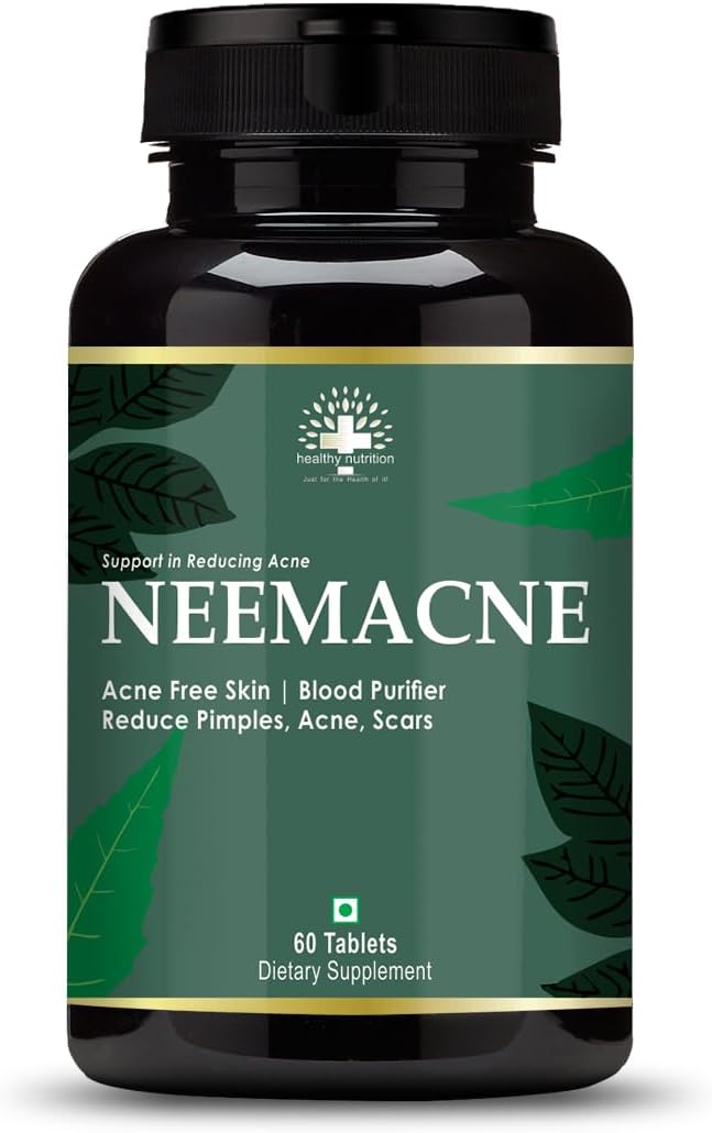 Healthy Nutrition - Just for the Health of it Neem For Acne Free Skin,Blood Purifier To Reduce Pimples On Face (60 Tablets), 200 grams