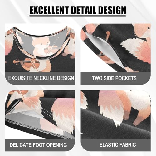 senya Fox Playing Violin Summer Pajamas Set Short Cotton Sleepwear 2 Piece4