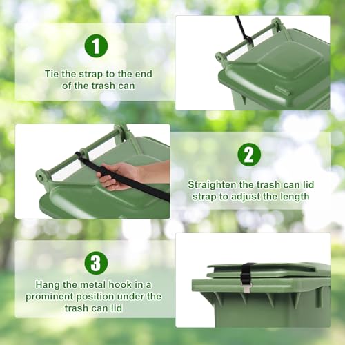 lasuroa 3stk Mülltonnenverschlüsse für Tiere, Verstellbar Mülltonnendeckelgurt für Waschbären Winddicht Universell Mülltonnengurtverschluss für den Außenbereich Verhindert Umkippen