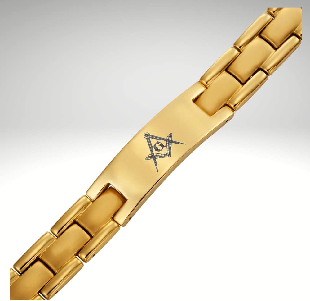 MasonicMan Black Titanium Freemasonry Masonic Bracelet with Ajusting Tool and Gift Box