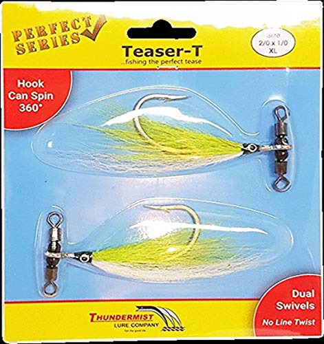 Thundermist Lure Company TSR-2/0X1/0-CW Teaser-T Fishing Terminal Tackle, Chartreuse