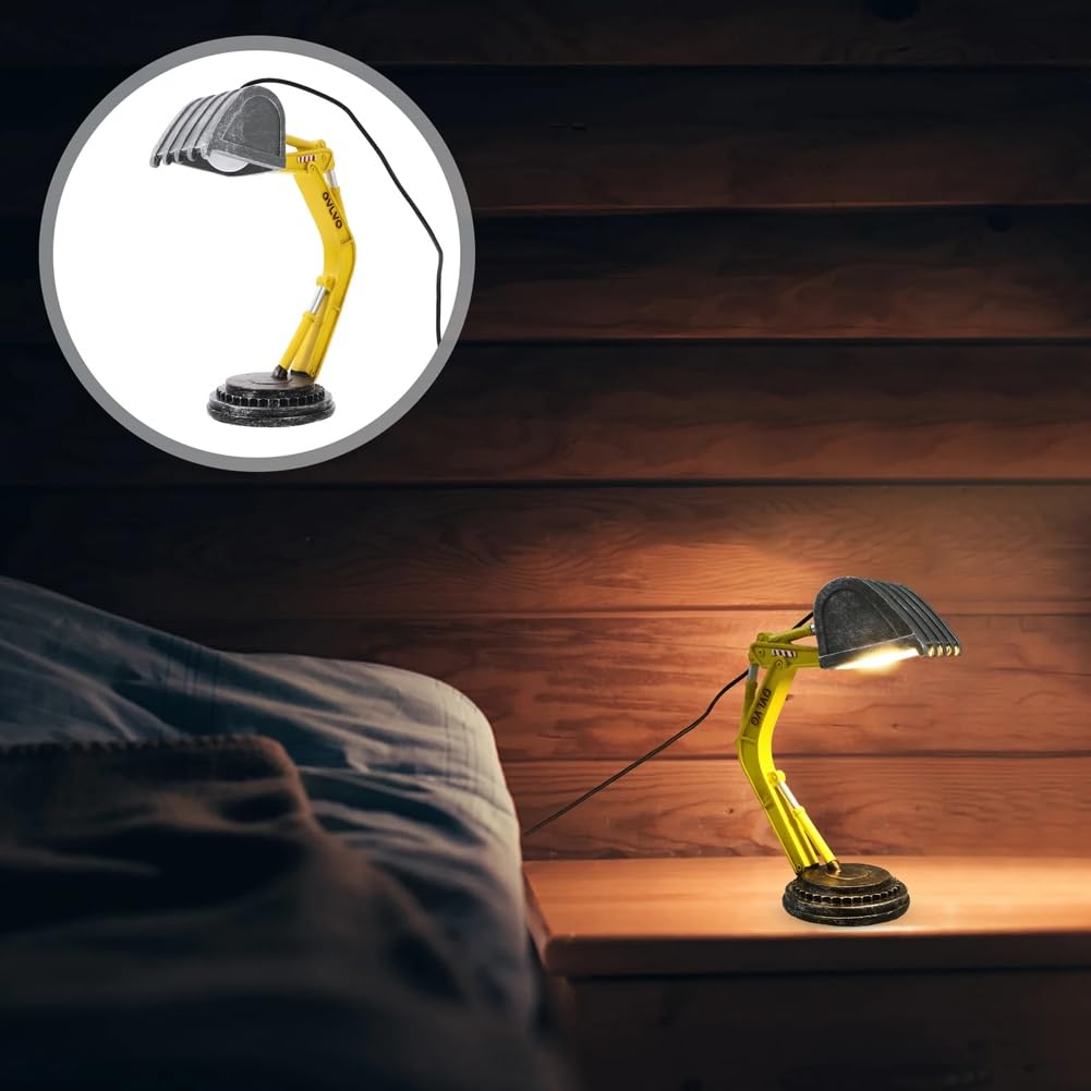 Lampe de table en forme de pelleteuse, décoration de construction, lumières LED de Noël pour enfants, lampe cadeau de Saint-Valentin pour chambre à coucher