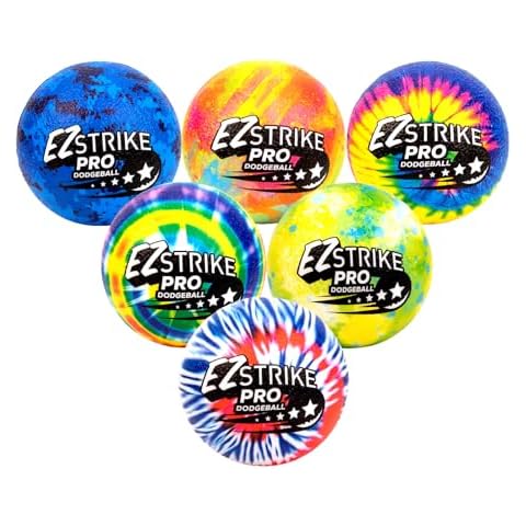 EZ STRIKE Dodgeball, Foam Playground Ball- Soft Skin, Various Patterns, Kids 6" Foam Balls, Kick Ball, Hand Ball for Outdoor& Indoor with Mesh Storage Bag Set of 6 Pack Cover