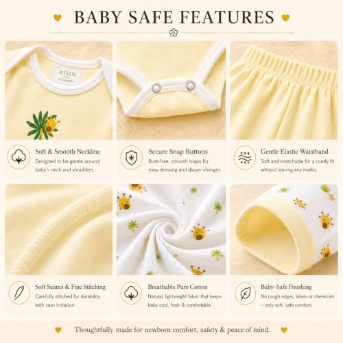 Image of A.T.U.N. (ALL THINGS UBER NICE) Premium Newborn Baby Gift Set (13 Pieces) | 100% Cotton Baby Clothing Set | 0-3 Months | Baby Shower and Welcome Gift Box