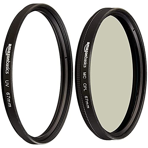 Amazon Basics UV Protection Lens Filter and Circular Polarizer Lens Set - 67 mm