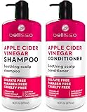 Apple Cider Vinegar Shampoo and Conditioner Set - Stop Flaky and Itchy Scalp – Sulfate Paraben Free Anti Dandruff Soothing Treatment for Dry, Oily and Damaged Hair - Intense Care for Women and Men