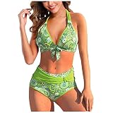 Bikini Damen Set Triangel Breites Unterbrustband Gerippte Bademode Zweiteiliger Badeanzug