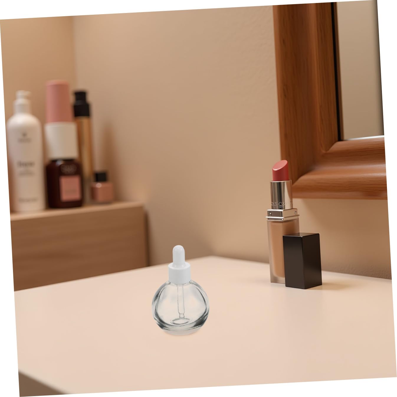 WOONEKY 12 Stück Wiederbefüllbare Tropfflaschen aus Glas 30ml Kugelförmige Flaschen mit Ergonomischem Design für Ätherische Öle und Gesichtsserum für Reisen und Kleine Unternehmen