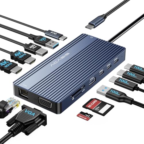 Docking station USB C con triple pantalla HDMI 4K60 y carga rápida de 100W