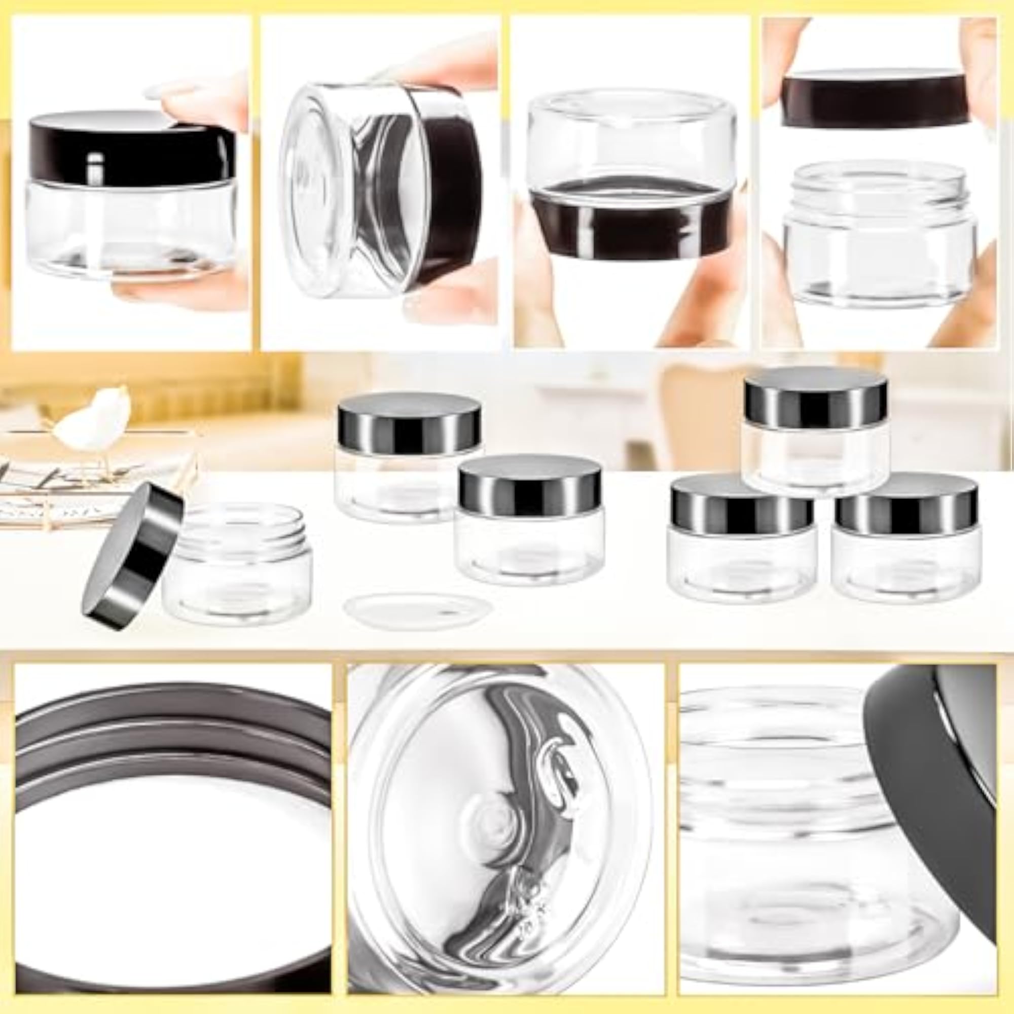 20 Pack 1oz Plastic Round Clear Containers