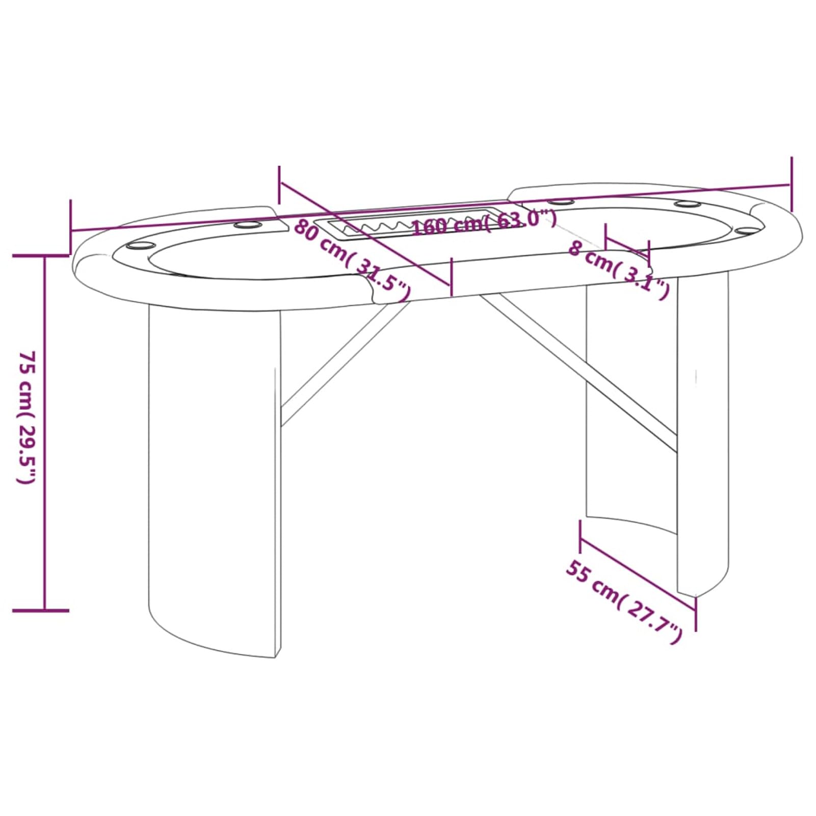 LAPOOH Pokertisch Klappbar 10 Spieler 160x80x75 cm Grün mit Chipablage