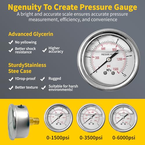 Image of Hydraulic Accumulator with Nitrogen Charging Kit,Heavy-Duty Hydraulic System Tool with for Industrial, Agricultura,Machinery,with Safety Couplings,Pressure Gauge,CGA580 Adapter,Auto Tool