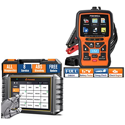 Upgraded NT301 FOXWELL OBD2 Scanner Battery Tester, 2 in 1 NT301 Plus Code Reader Scan Tool + Foxwell NT726 OBD2 Scanners, All System Code Reader Car Diagnostic Tool