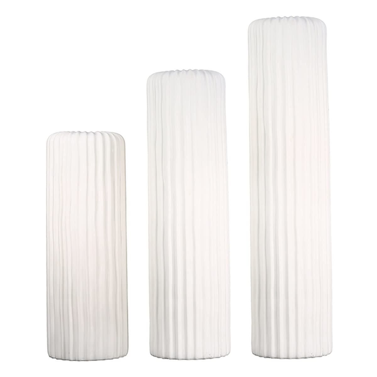 Casablanca Vase - Fjord - aus Keramik weiß matt mit Rillenstruktur H. 58 cm