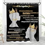 AAtter Black and Gold Shower Curtain African American King Queen Crown Couple Afro Love Women Men Gi