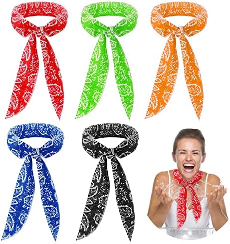 5 Pieces Cooling Neck Wraps, Ice Cooling Scarf Water Soaking Wrap...