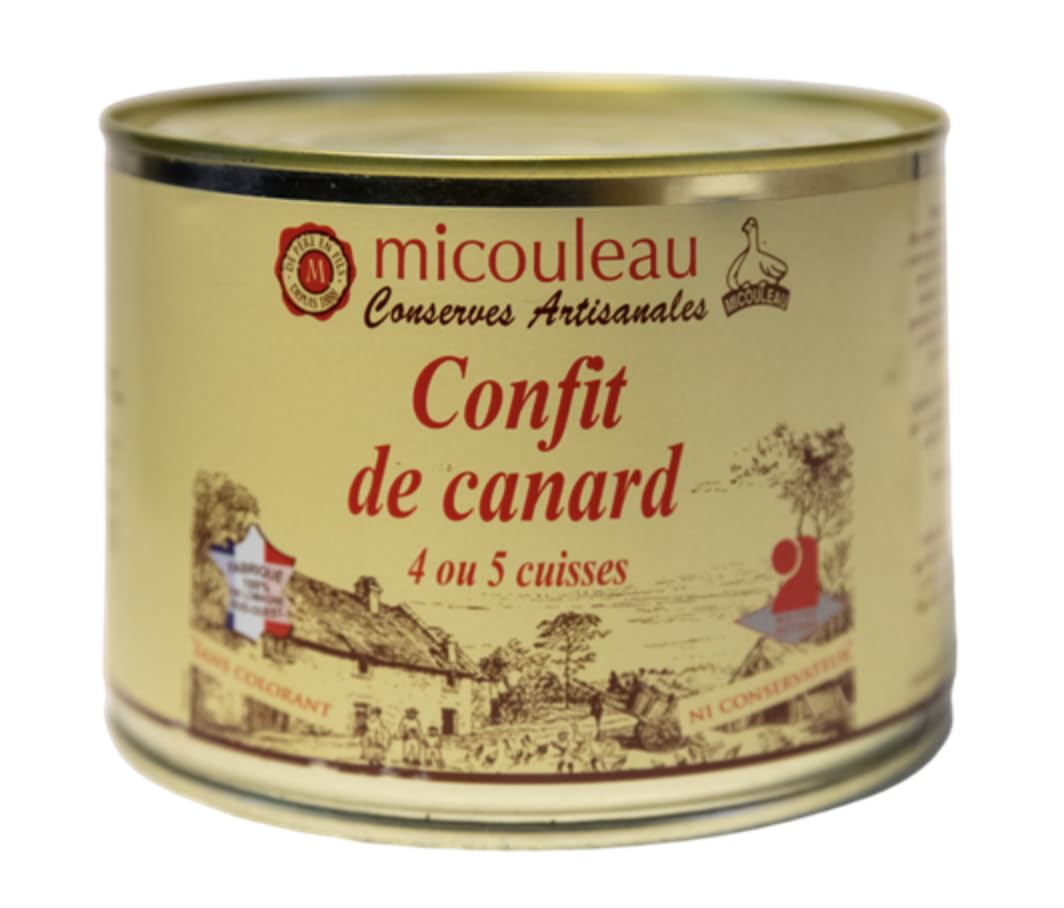 Maison Micouleau Confit de Canard 4 à 5 cuisse, Plat Préparé - Spécialité Sud-Ouest 1580g - conserve - bocal - produit français