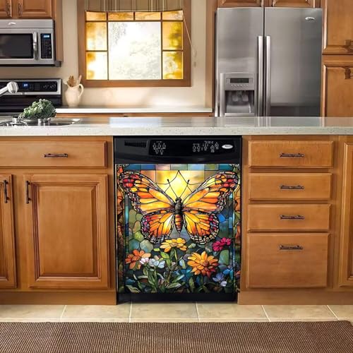 Image of BVBOX Dishwasher Magnet Cover 23 inchx26 inch, Reusable Magnetic Refrigerator Covers, Decorative Magnets Cover Fridge Door Skin Panel Stickers for Home Kitchen Appliance