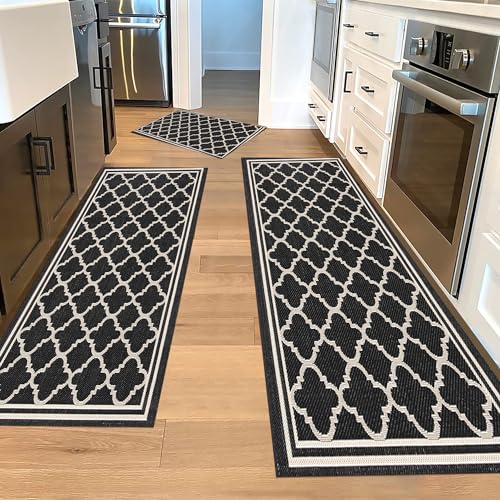 Modern Geometric Kitchen Rugs Sets of 3,Minimalist Neutral Kitchen Area