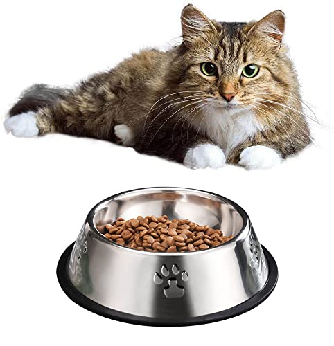 2 Stück Edelstahl Napf Katze, rutschfeste Haustier Schüssel/Futternapf (XS-15 cm)