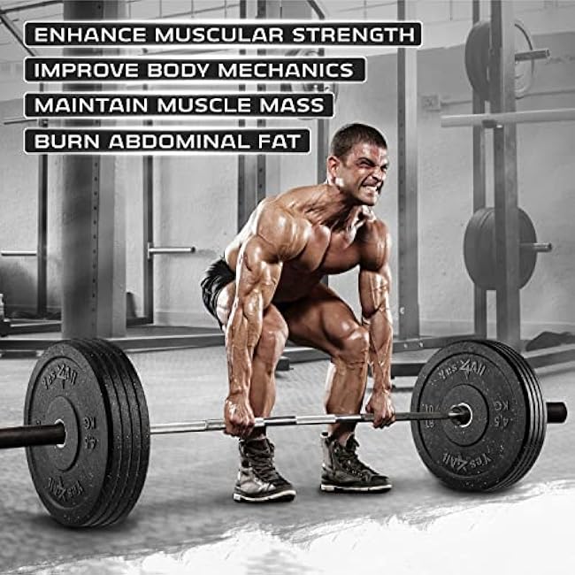 Yes4All 2 Bumper Plate, 10-190 LB Olympic Rubber Weight Plate with Steel Hub for WeightLifting, Strength Training, Home Gym, Less Impact, Absorb Bounce & Shock, Multiple Options