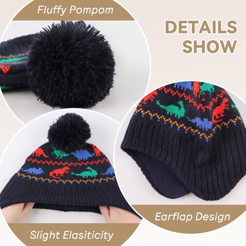 Zsedrut Toddler Baby Beanie Boys Girls Warm Hat Winter Kids Beanies with Fleece Lining3