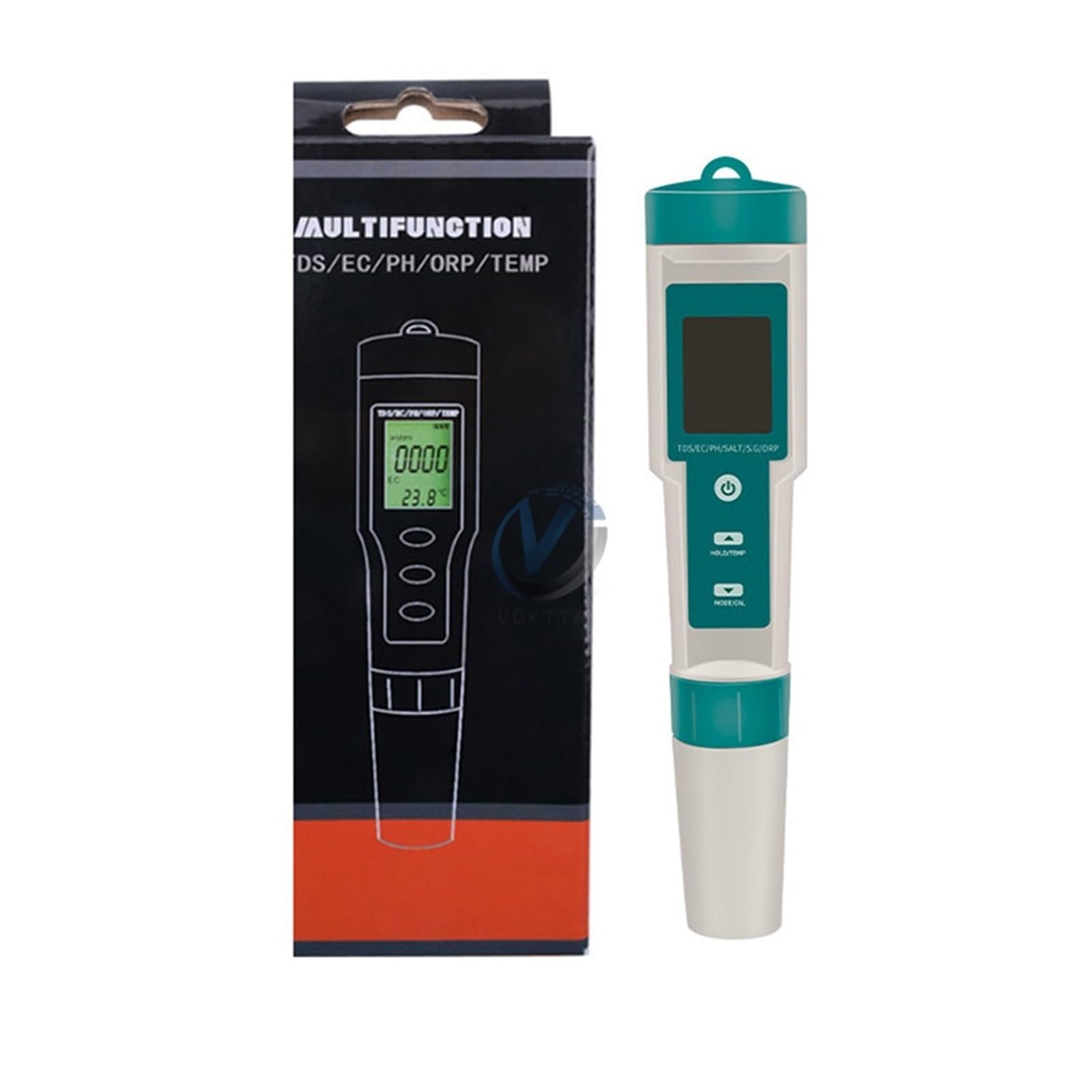 Water Tester - 7 in 1 PH/ORP/EC/TEMP/SALT/S.G/TDS LCD Backlight Waterproof IP67 Water Quality Tester Multifunctional Water Quality Test Pen(Color:WithoutBatteryPowder)