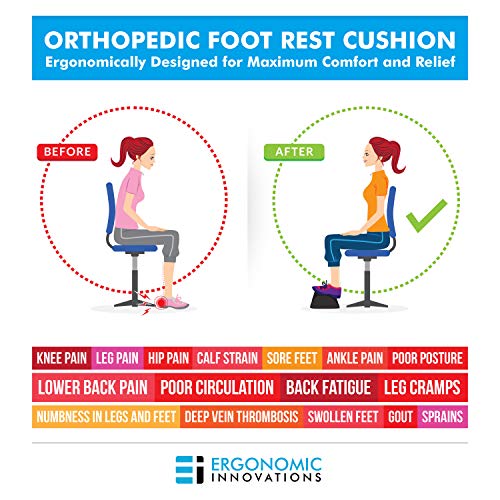 Office Foot Rest Under Desk: New Ergonomic Footrest Cushion w/Angled Half Cylinder Design for Optimum Leg Clearance: Firm, Compact Supportive Foot Stool Under Desk Foot Rest Desk Accessories