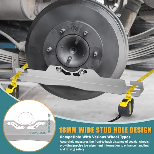 Image of Wheel Alignment Tool with 2 Tape Measures, Stainless Steel Toe Alignment Tool Plates, Heavy Duty Toe Plates Wheel Alignment kit for Car, Truck and and SUVs, Silver
