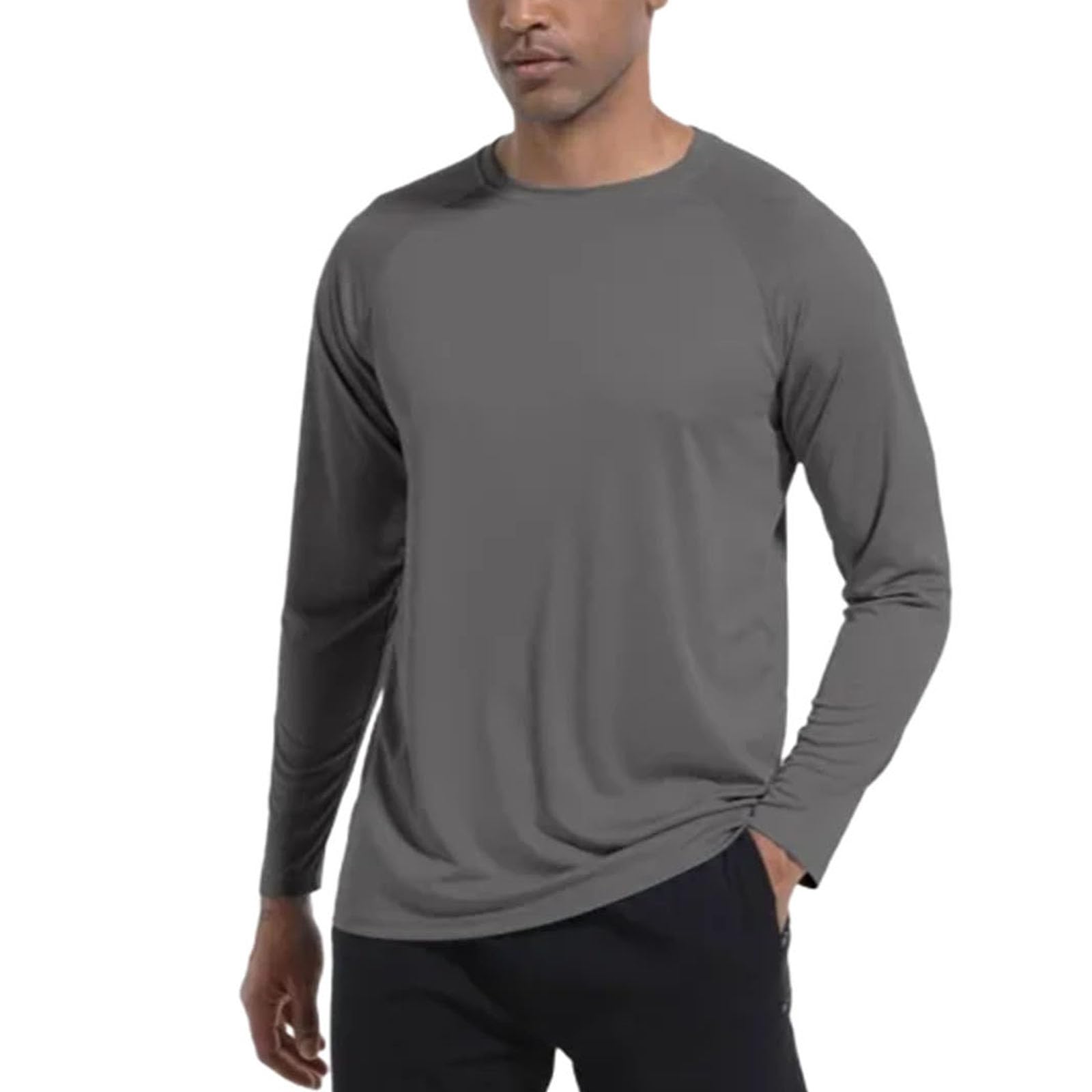 Maglietta traspirante da uomo, a maniche lunghe, traspirante, per escursionismo, pesca, casual, streetwear