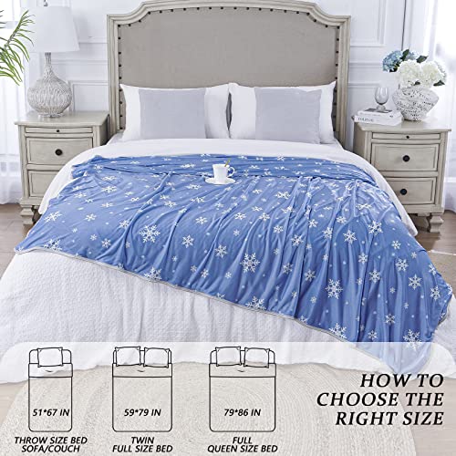 Inhand Cooling Blanket, Twin Size (59"X79") Cooling Blankets For Hot Sleepers, Q-Max >0.45 Decorative Lightweight Breathable Summer Cold Blankets For Sleeping Night Sweats To Keep Cool, Blue Snow #TOP4