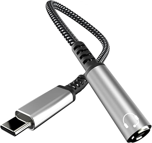 Adaptador USB tipo C a conector de auriculares hembra de 0.138 in, cable USB C a audio auxiliar compatible con iPhone 15 Pro Max15 Pro15 Plus,