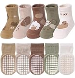 TRUEHAN 5 pares de calcetines antideslizantes para niños pequeños, 1-3 Jahre