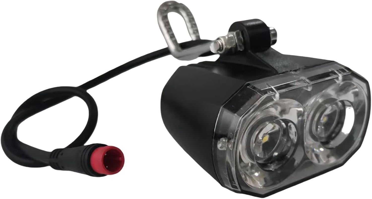 EBike Headlight 2 Pin Male Waterproof Connector Compatible for 24V 36V Folding Mountain Bike LED Bulb Front Light for E-Scooter Night Riding 3W 33 in Cable