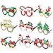 Aneco 9 Pieces Christmas Glitter Party Glasses Christmas Decoration Costume Eyeglasses Party Glasses Frame for Holiday Favors, Assorted Styles